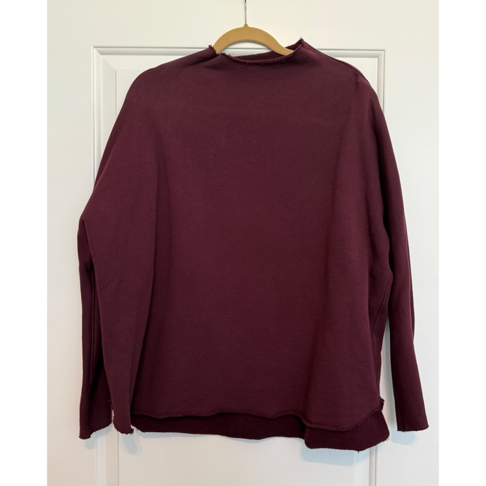 Frank & Eileen EFFIE Long-Sleeve Funnel Neck Burgundy Sweatshirt